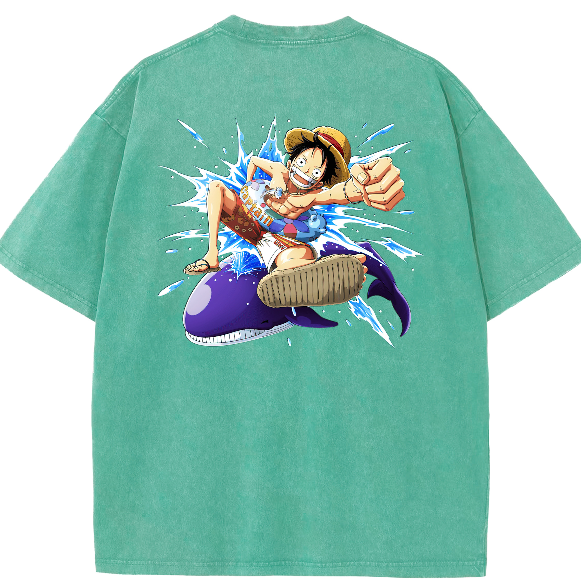 ワンピース モンキー・D・ルフィ ONE PIECE Monkey D. Luffy 綿100% ヴィンテージ風 半袖Tシャツ（背面プリント）